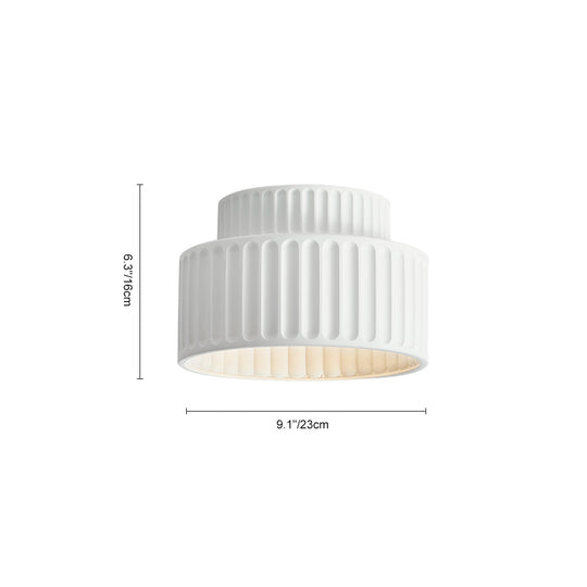 1-Light Cream Style Vintage Drum Semi Flush Mount