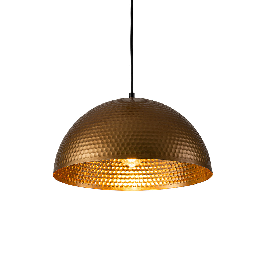 1-Light Industrial Hammered Metal Dome Pendant Light