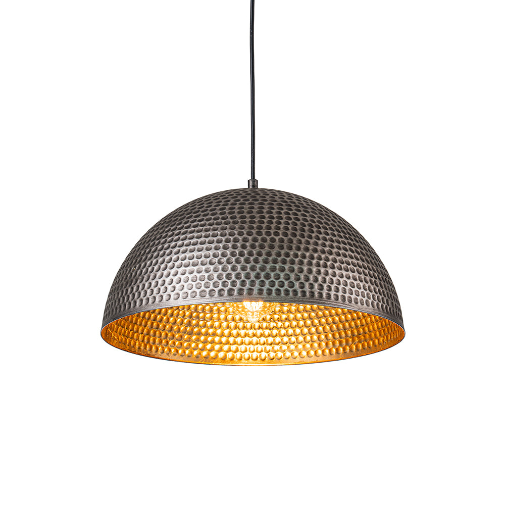 1-Light Industrial Hammered Metal Dome Pendant Light