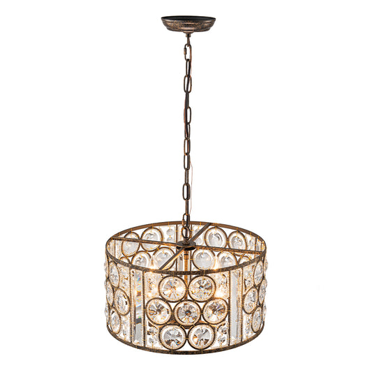4-Light Vintage Crystal Drum Shade Chandelier