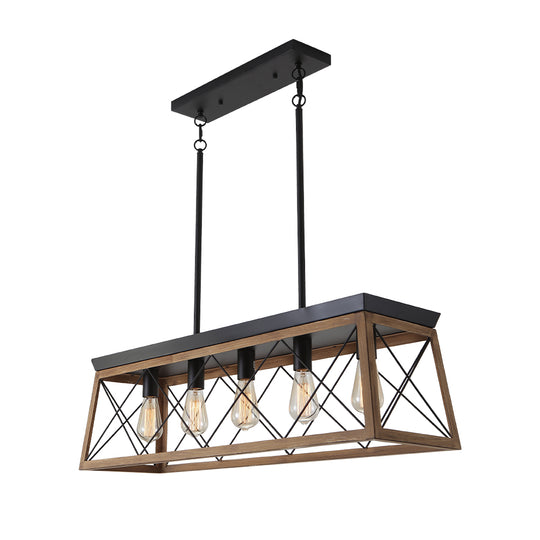 5-Light Rectangular Linear Kitchen Island Chandelier