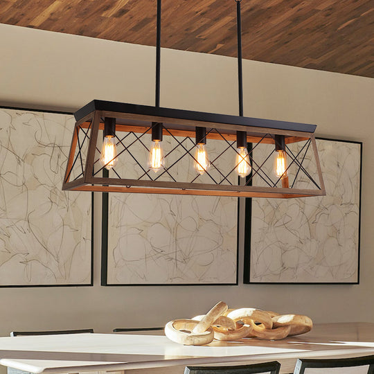 5-Light Rectangular Linear Kitchen Island Chandelier