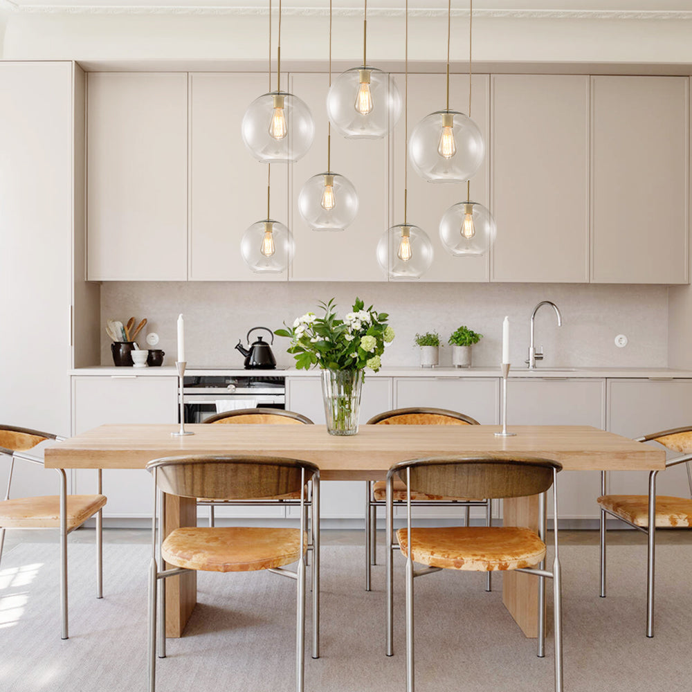 7-Light Glass Globe Modern Cluster Pendant Lights