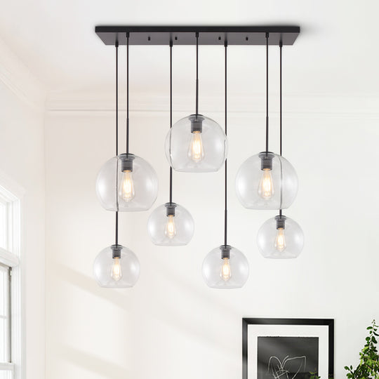 7-Light Glass Globe Modern Cluster Pendant Lights