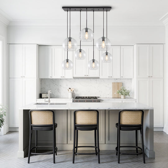 7-Light Glass Globe Modern Cluster Pendant Lights
