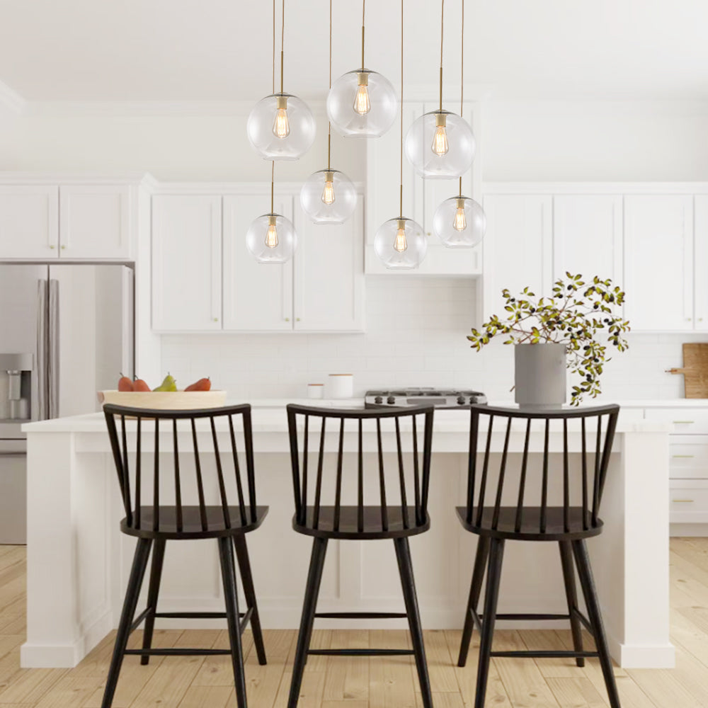 7-Light Glass Globe Modern Cluster Pendant Lights