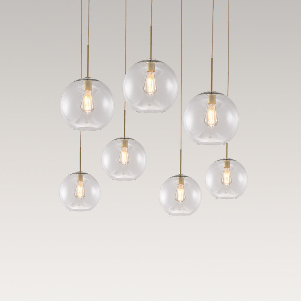 7-Light Glass Globe Modern Cluster Pendant Lights