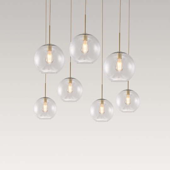 7-Light Glass Globe Modern Cluster Pendant Lights