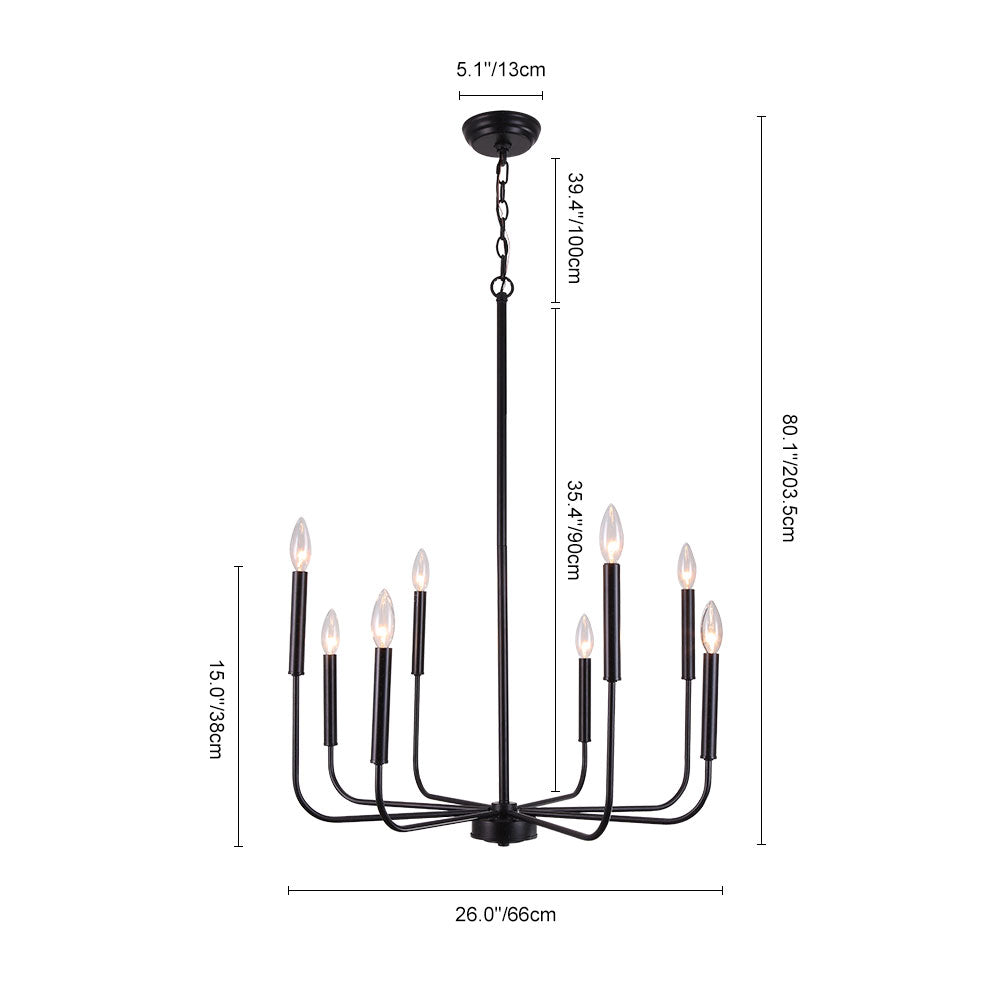 8-Light Simple Metal Chandelier