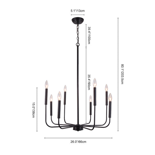 8-Light Simple Metal Chandelier
