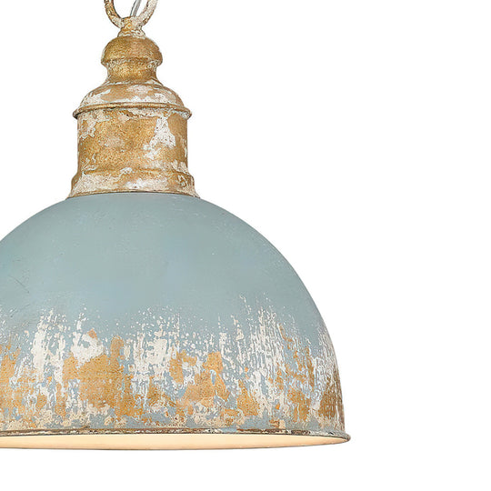 Arts And Crafts Vintage 1-Light Handmade Paint Single Dome Pendant