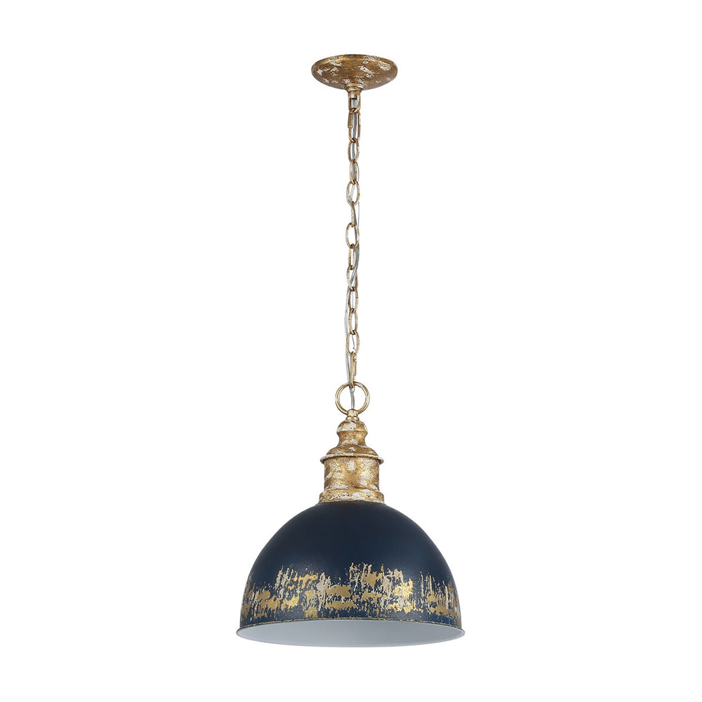 Arts And Crafts Vintage 1-Light Handmade Paint Single Dome Pendant