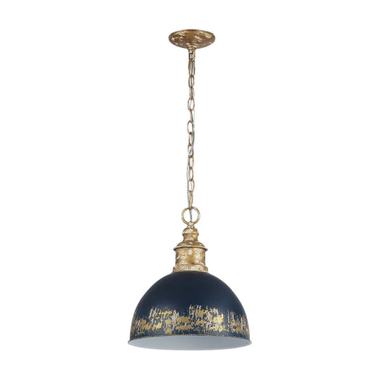 Arts And Crafts Vintage 1-Light Handmade Paint Single Dome Pendant