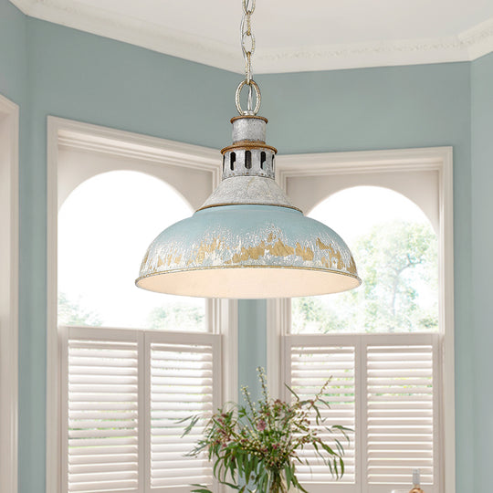 Arts And Crafts Wide Edge 1-Light Handmade Paint Single Dome Pendant