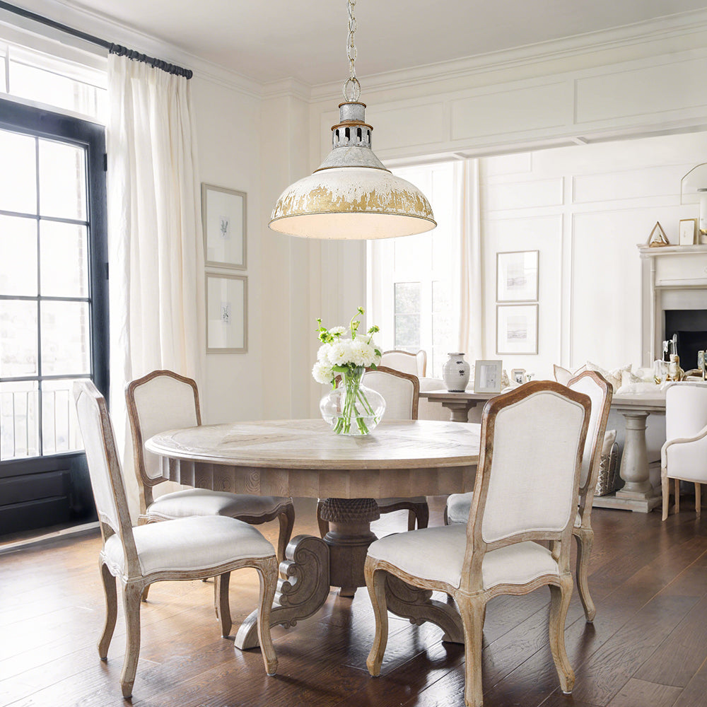 Arts And Crafts Wide Edge 1-Light Handmade Paint Single Dome Pendant