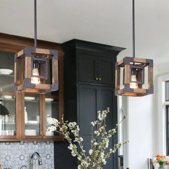 Single Square Farmhouse Pendant Light
