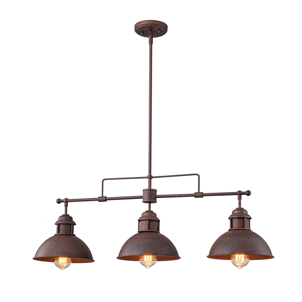 Industrial 3-Light Dome Linear Pot Lid Pendant