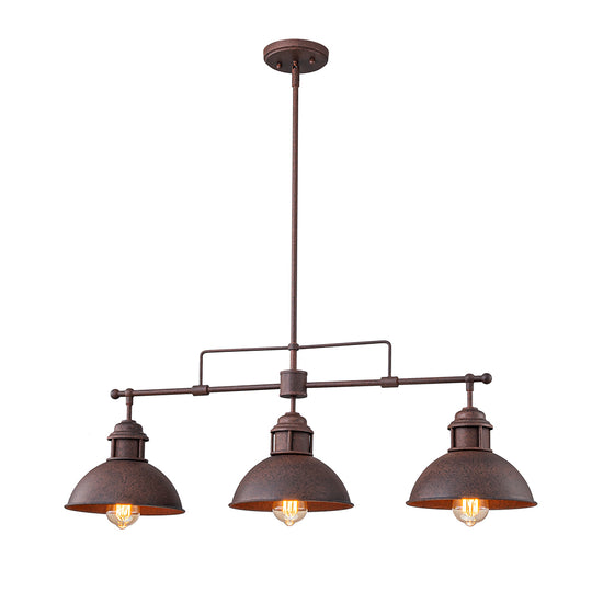 Industrial 3-Light Dome Linear Pot Lid Pendant