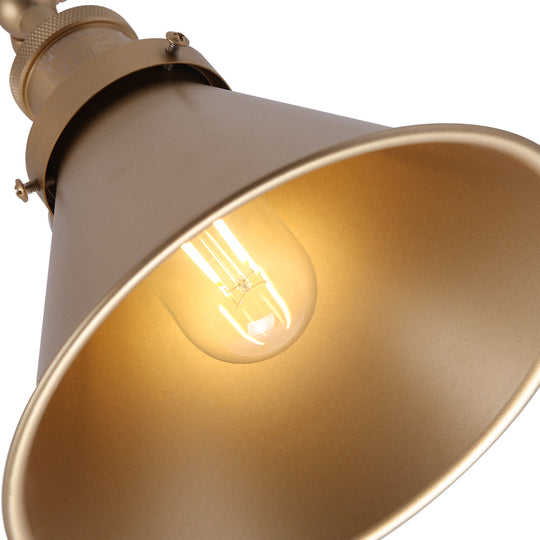 Mid-Century 1-Light Cone Plug-In Swing Arm Wall Light For Bedroom