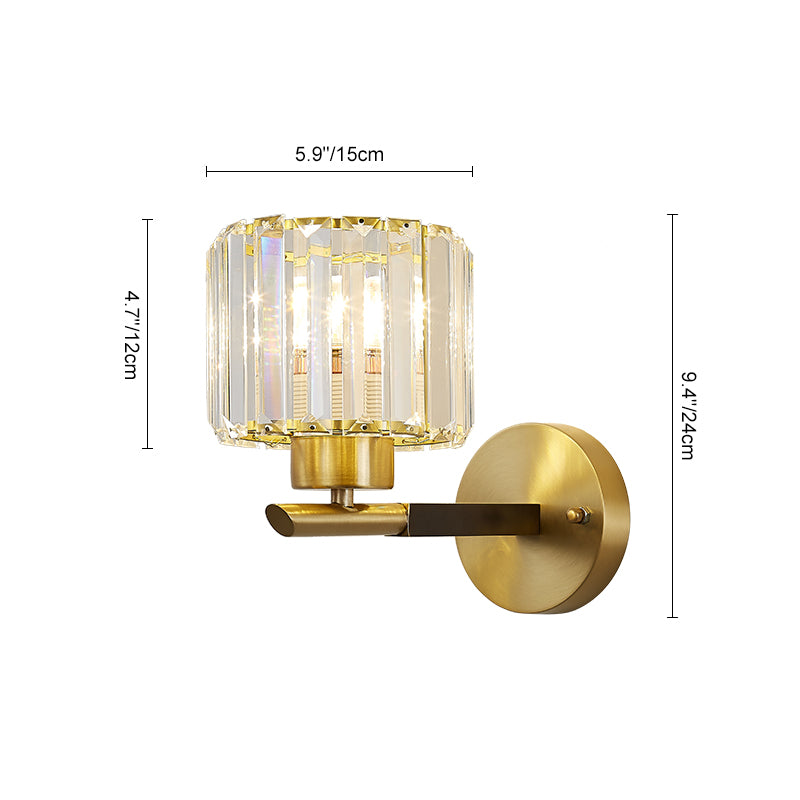 Mid-Century 1-Light Shaded Single Glass Crystal Wall Sconce