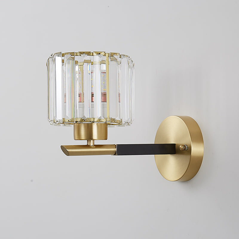 Mid-Century 1-Light Shaded Single Glass Crystal Wall Sconce