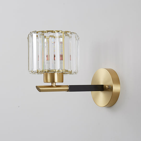 Mid-Century 1-Light Shaded Single Glass Crystal Wall Sconce