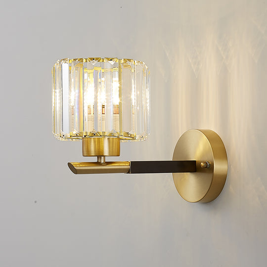 Mid-Century 1-Light Shaded Single Glass Crystal Wall Sconce