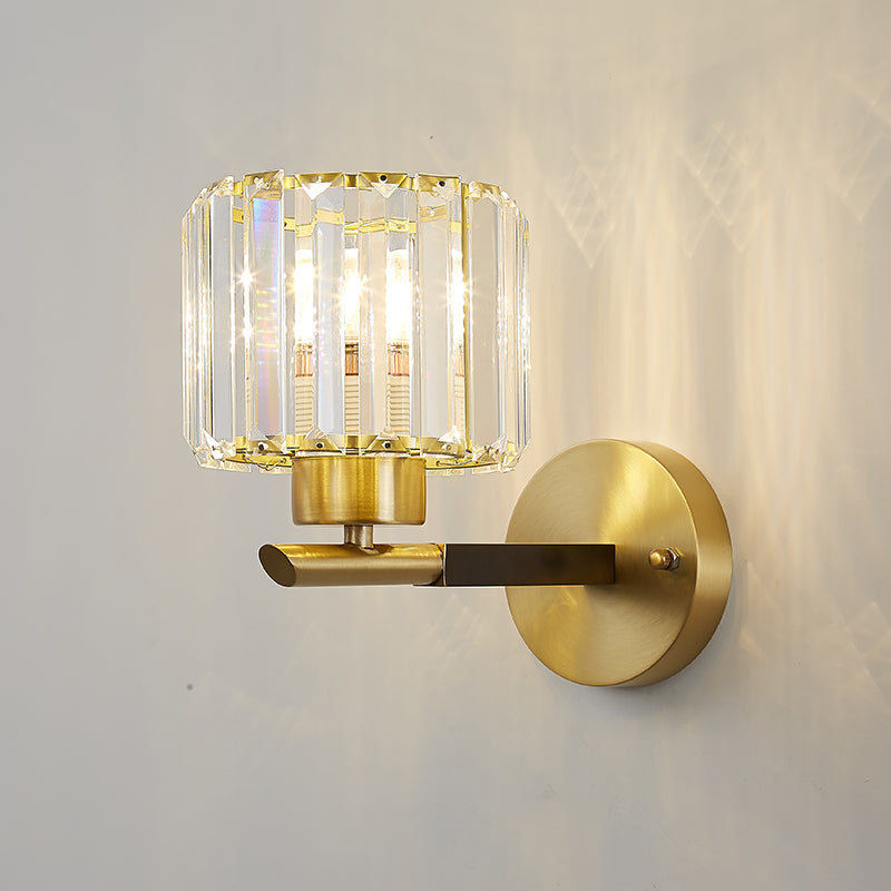 Mid-Century 1-Light Shaded Single Glass Crystal Wall Sconce