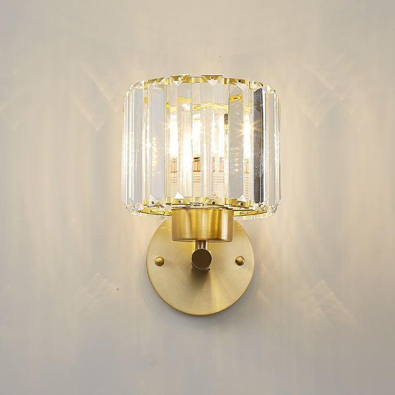 Mid-Century 1-Light Shaded Single Glass Crystal Wall Sconce