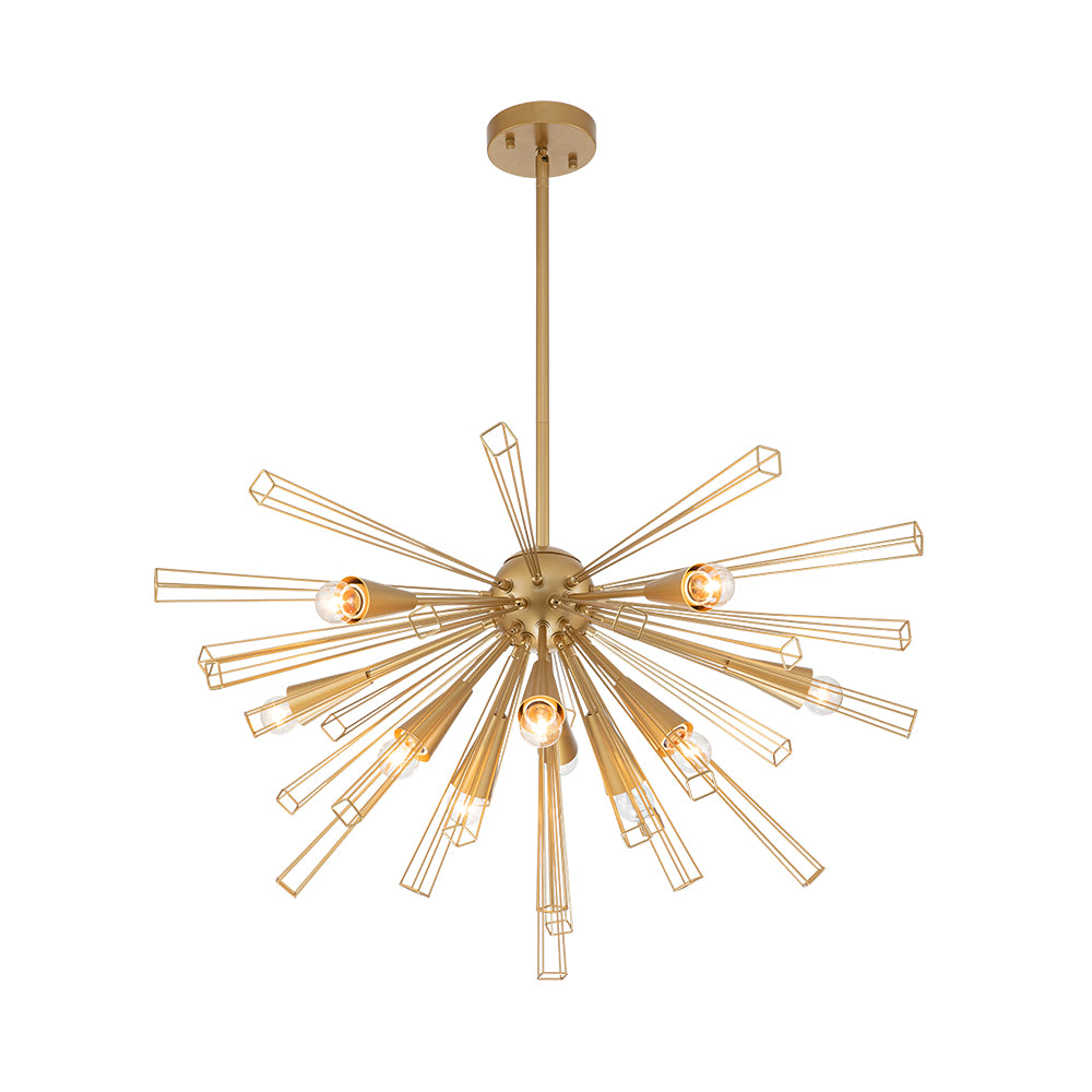 Mid-Century Modern 10-Light Sunburst Sputnik Chandelier