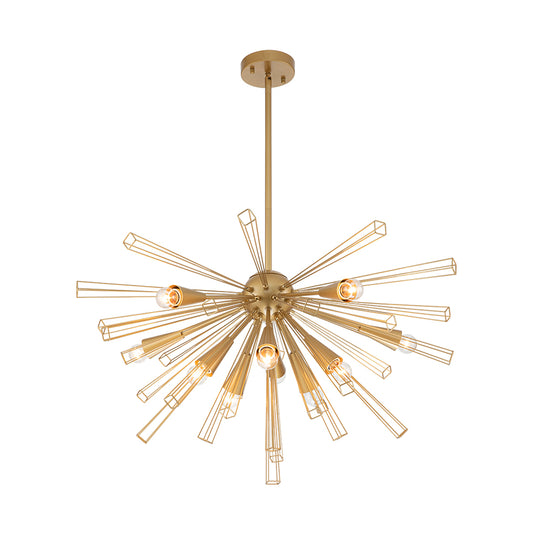Mid-Century Modern 10-Light Sunburst Sputnik Chandelier