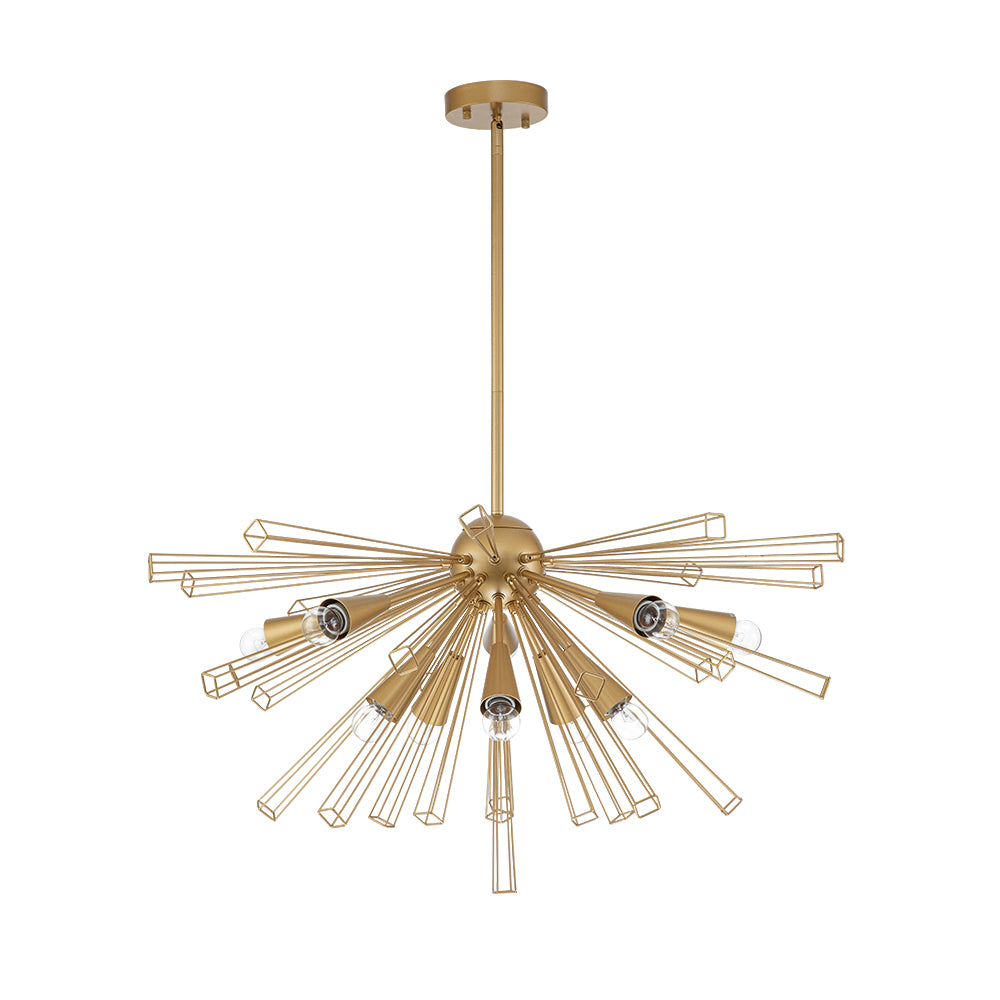 Mid-Century Modern 10-Light Sunburst Sputnik Chandelier