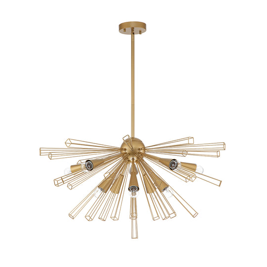 Mid-Century Modern 10-Light Sunburst Sputnik Chandelier