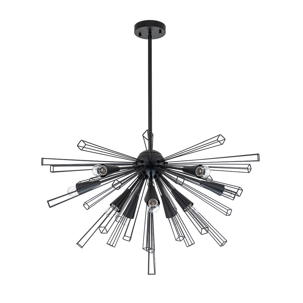 Mid-Century Modern 10-Light Sunburst Sputnik Chandelier