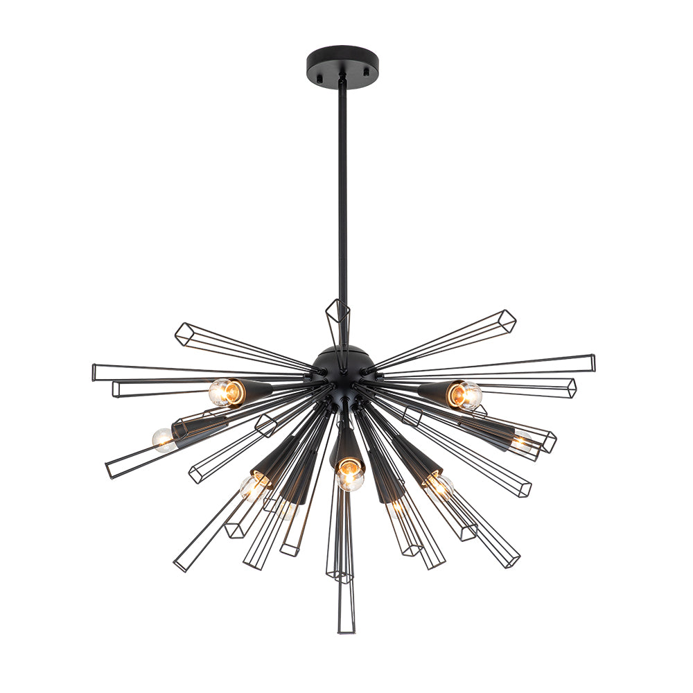 Mid-Century Modern 10-Light Sunburst Sputnik Chandelier