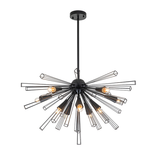 Mid-Century Modern 10-Light Sunburst Sputnik Chandelier