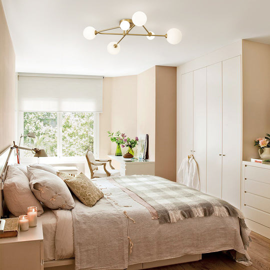 Mid-Century Sputnik 6-Light Glass Globe Linear Semi Flush Mount