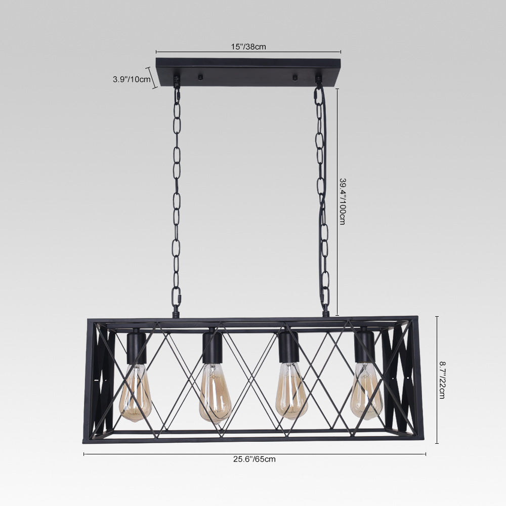 Modern 4-Light Rectangular Chandelier