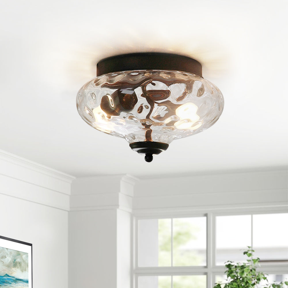 Modern Farmhouse 2-Light Water Glass Flush Mount