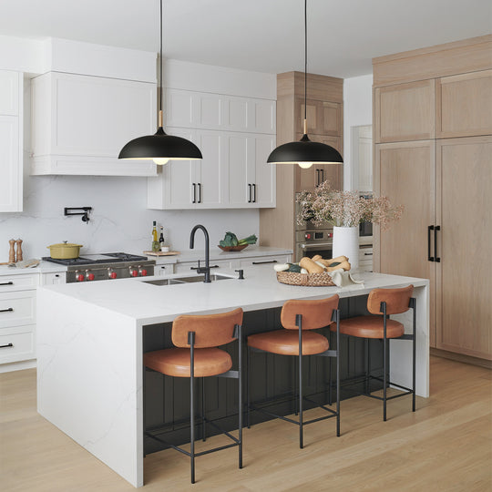 Modern Nordic 1-Light Wood Accents Wide Dome Pendant Light