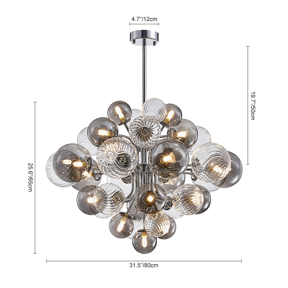 Modern Tiered Smoky Glass Bubble Chandelier