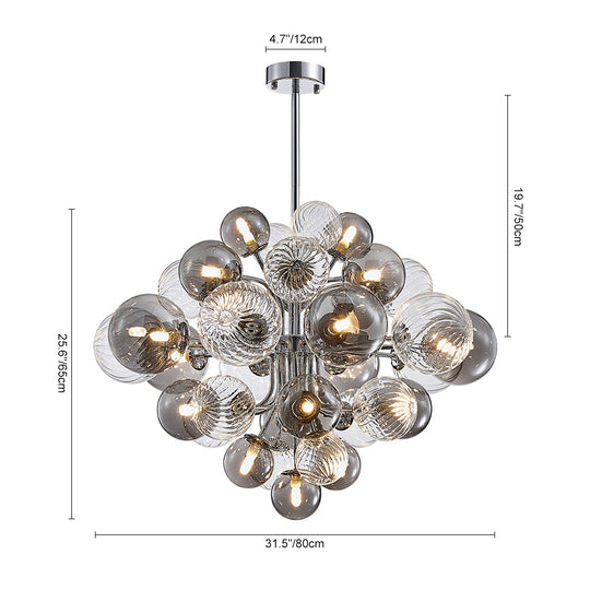 Modern Tiered Smoky Glass Bubble Chandelier
