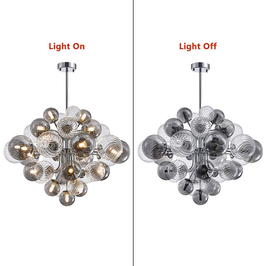 Modern Tiered Smoky Glass Bubble Chandelier