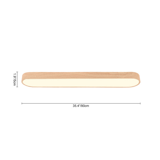 Nordic 1-Light Oval Shape Led Ceiling Flush Mount With Wood Accent