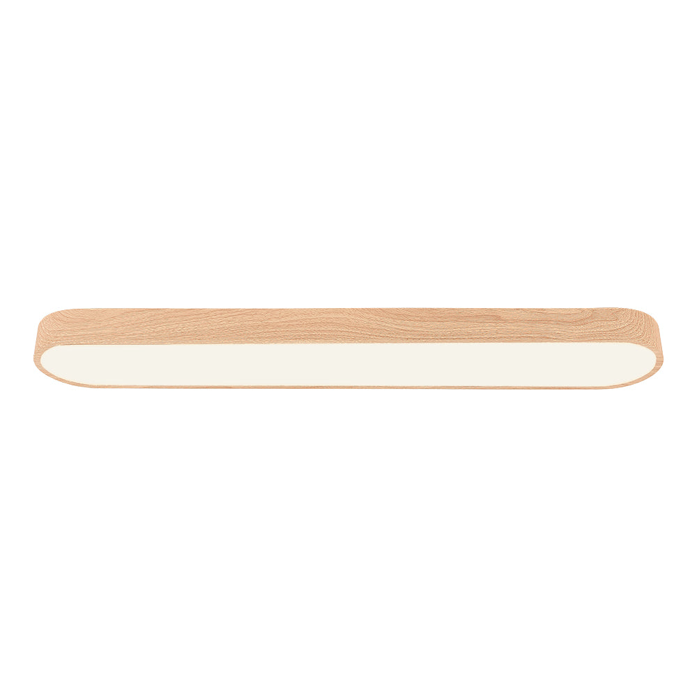 Nordic 1-Light Oval Shape Led Ceiling Flush Mount With Wood Accent