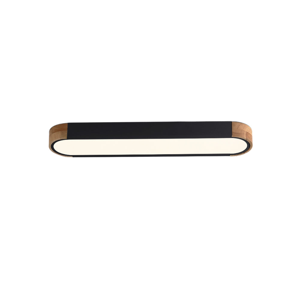 Oval Led Flush Mount With Wood Accent
