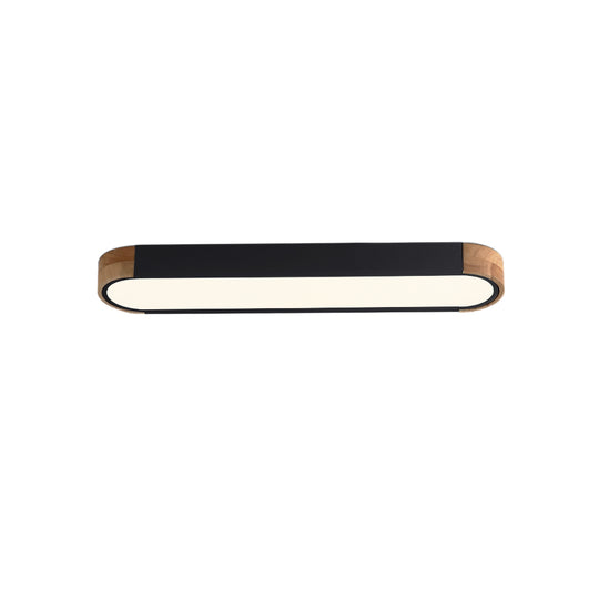 Oval Led Flush Mount With Wood Accent
