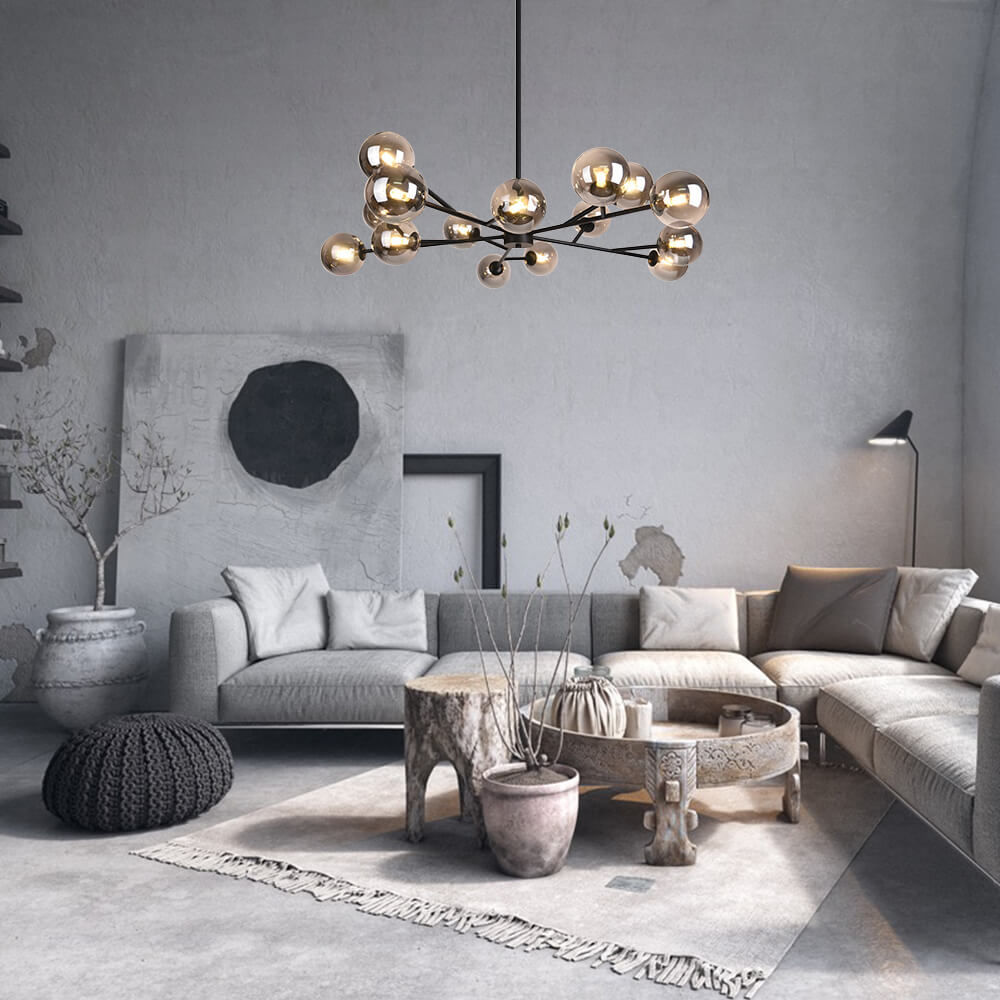 Mid-Century 15-Light Glass Bubble Chandelier