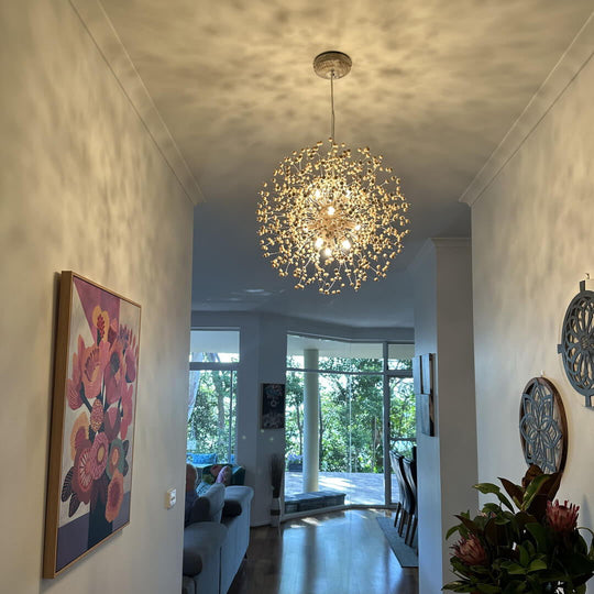 Boho Wooden Beaded Dandelion Firework Chandelier