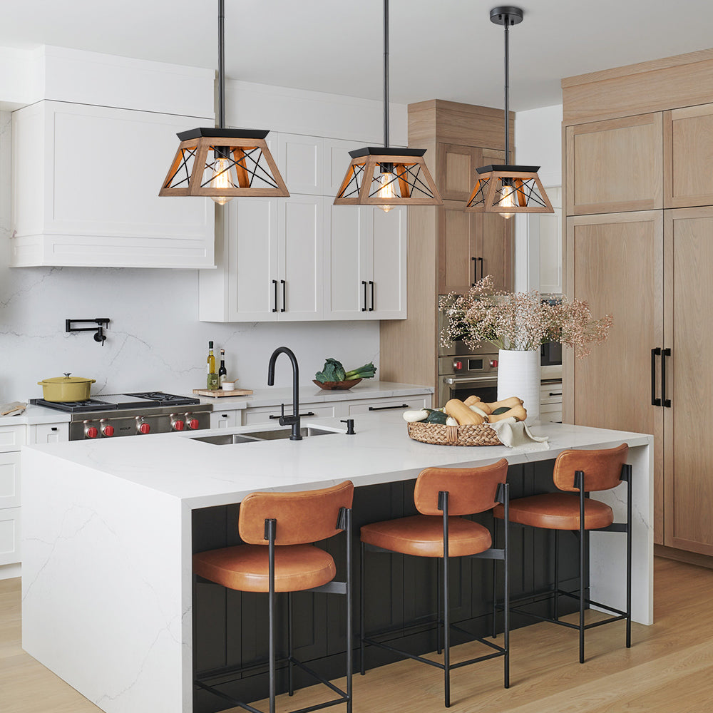Single Light Square Rustic Pendant Lighting